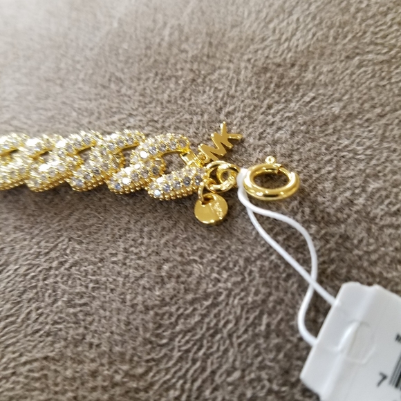 Michael Kors Linked Statement Bracelet Gold Tone Sterling Silver Pave CZ NWT - Picture 12 of 16